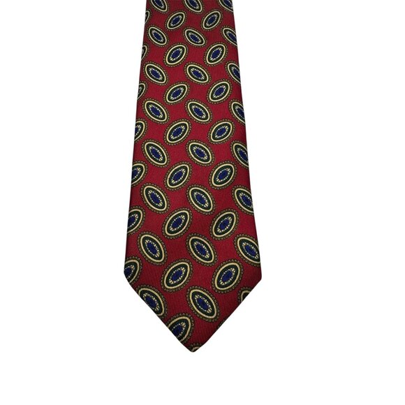 Brooks Brothers Makers Silk Tie Red Oval Pattern Handmade In USA - Picture 1 of 6